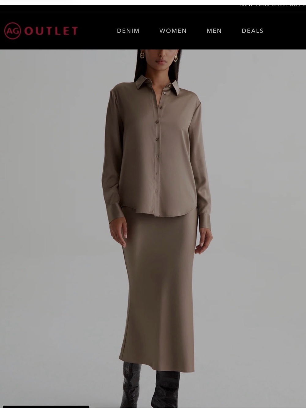 AG Adriano Goldschmied Silk Pencil Skirt - Taupe
